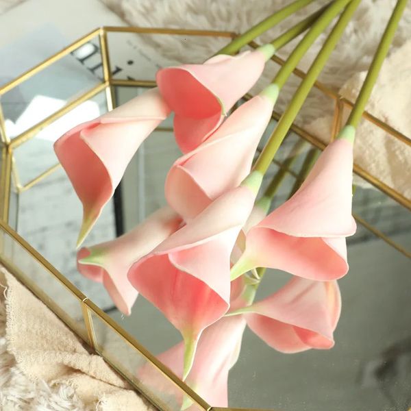 10 pezzi PU Calla Lily Real Touch fiori artificiali per la casa soggiorno decorazione bouquet da sposa composizione floreale fiori finti 240322