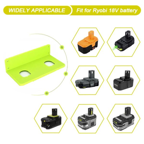 Porta della batteria da 2 ~ 10pack per Ryobi 18V NICD Lithium Batteria 2 slot Porta di conservazione della batteria a muro per scaffale di visualizzazione