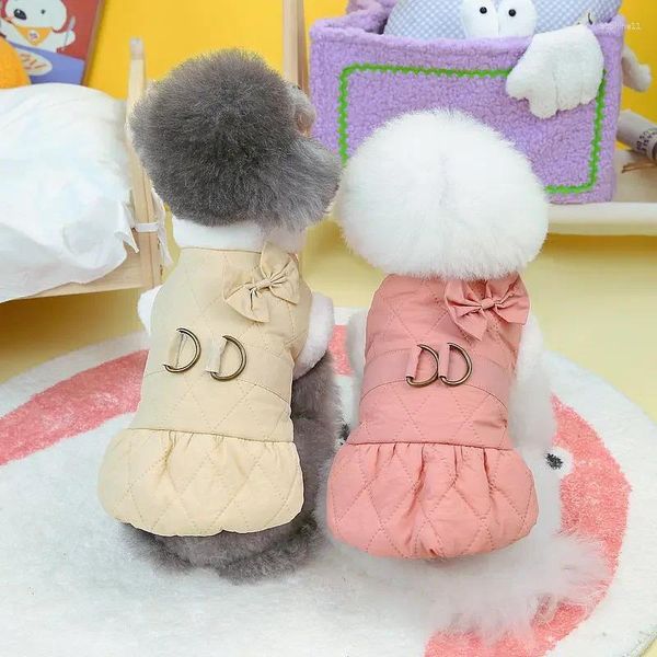 Vestuário para cães outono e inverno engrossado roupas de algodão para animais de estimação teddy vip bixiong bomei gato pequenos vestidos de borboleta