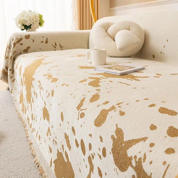 Cadeira cobre capa de sofá de Natal tinta impressa sofá moderno simples toalha all-season universal cobertor borlas slipcover