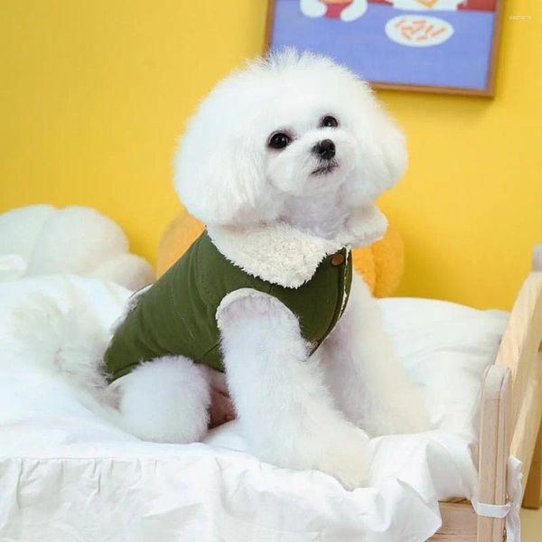 Vestuário para cães pet algodão casaco de algodão Faça o fechamento de botões de gato quente e confortável com roupas de gato com anel de tração para o inverno