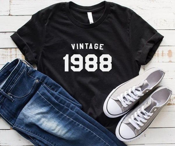 Kadın Tişörtleri Skuggnas Vinrival Vintage 1988 31. Doğum Günü Hediyesi Kadınları için Tshirt Kısa Kollu Moda Tops