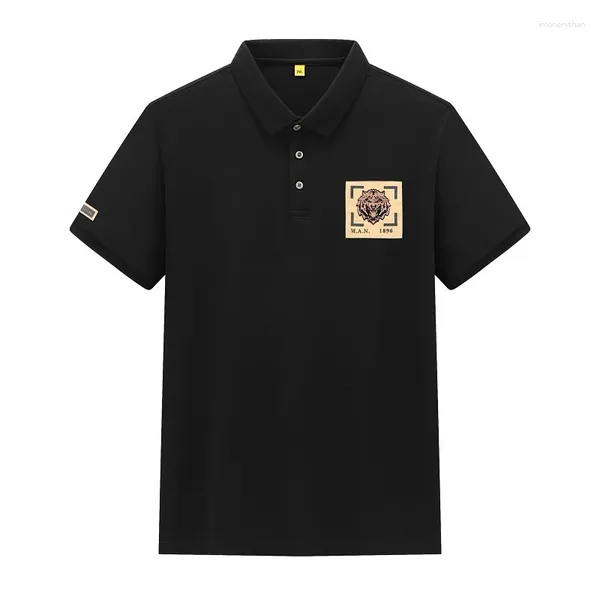 Polos masculinos extra grande camisa polo solta para homens gordos jovens e de meia-idade camisetas casuais mais algodão mercerizado manga curta