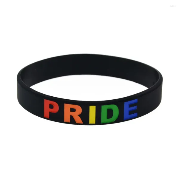 Браслеты с подвесками, 50 шт., силиконовый браслет Pride, вдохновляющий браслет с тисненым принтом и логотипом, модный браслет