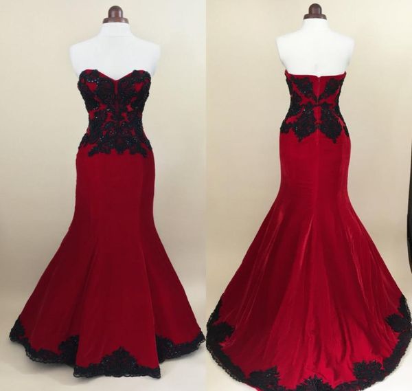 Abiti da sposa a sirena gotica nera e rossa Abiti da sposa con applicazioni in pizzo a cuore Abiti da sposa colorati vintage Non bianchi Custom Made4035084