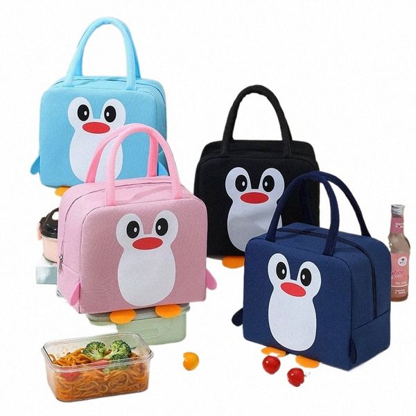 carto Penguin Insulati Lunch Bag Cute Women Kids Cibo termico Bento Box Pouch Cooler Bag Storage Ctainer per Travel Picnic 70VL #