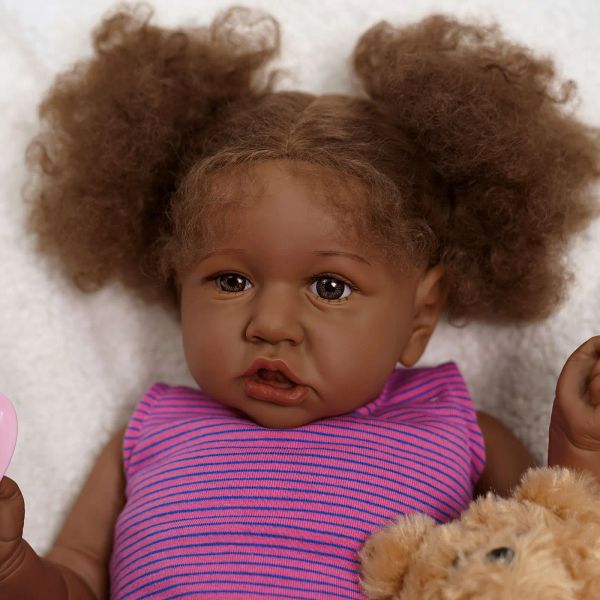 Adfo Black Bebe Reborn 20 '' inch 50 cm Saskia Doll Skin Babys Toys Realistic Baby Alive Lifeleke Bolls Real Doll Kids Kids