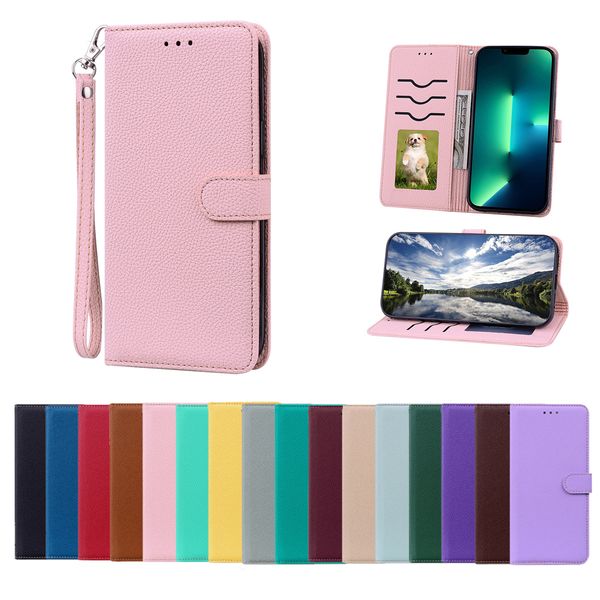 Capa de telefone de couro de qualidade premium para Galaxy S24 Ultra 23 22 Plus Capa de bolso carteira Kickstand TPU macio com compartimentos para cartão capa protetora com pacote de varejo