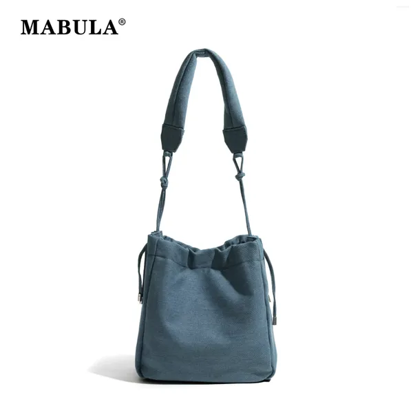 Abendtaschen MABULA Kordelzug Denim Schulter Eimer Telefon Geldbörse Einfache Eco Kleine Hobo Handtasche Mode Frauen Korb Shopper Tasche