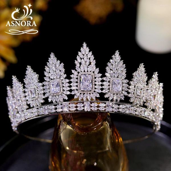 Haarspangen ASNORA 2024 Großer Platz Zirkon Krone Braut Hochzeit Tiara Schmuck Luxus Kronen Für Frauen Geburtstag Kopfschmuck Zubehör