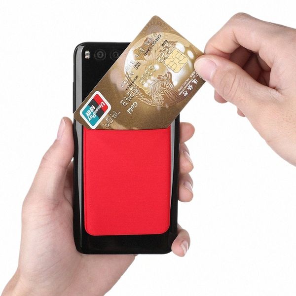Эластичный суперволоконный держатель для карт Phe Чехол-кошелек Phe Кошелек Stick на сумке для кредитных карт Phe Карман для почти всех ячеек F4aj #