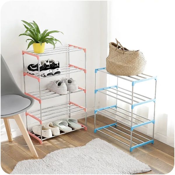 2024 Aço inoxidável Simples Multi -camadas Rack de sapato não -calças Easy montagem prateleira de armazenamento Organizador Acessórios para sapatos cabide