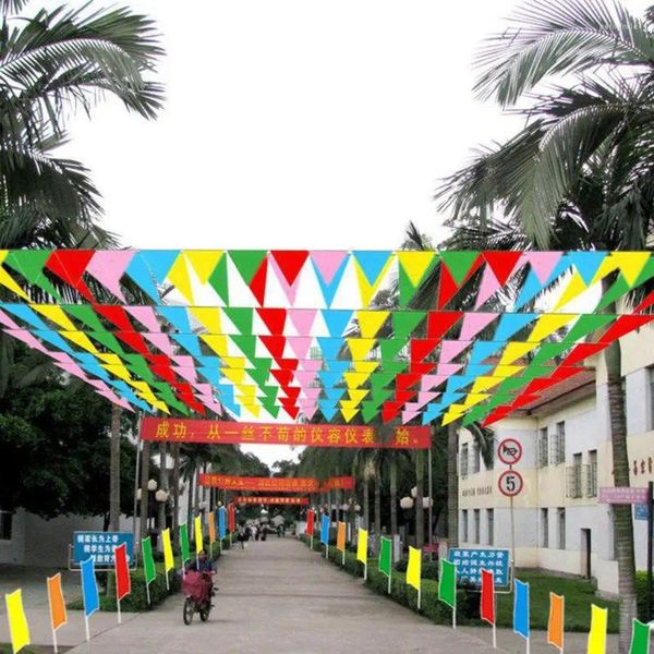Decoração de festa colorida 80m para triângulo banner bunting banner festiva r7ub