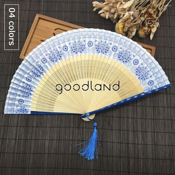 Dekorative Figuren 10pcs blau-weiße Porzellan Nocel Bambus Pocket Fans elegante Handversorgungen Schönheit Home Dekoration