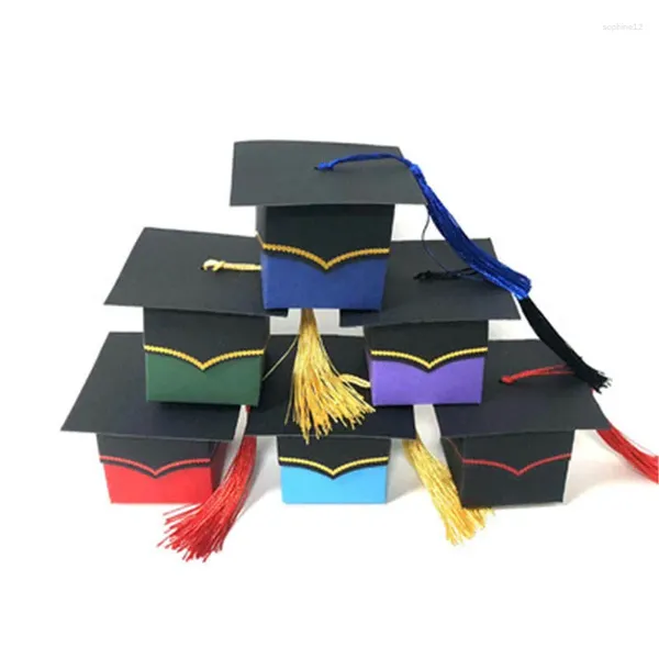 Confezione regalo 50 pezzi Mini cappelli per cappelli da laurea Scatole per caramelle Confezione per scatole per feste di laurea