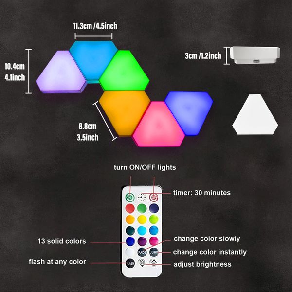 LED -Dreieck Wandleuchte USB Touch Night Light RGB Ambient Light Fernbedienung Innenräume Spielzimmer Schlafzimmer Nachtte Dekorative Licht