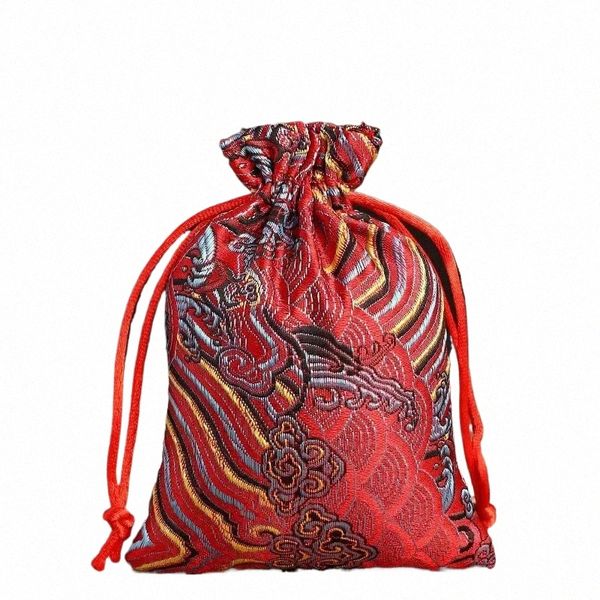 borsa portagioielli Gioca a corda regalo broccato ricamo gioielli borsa in broccato con coulisse raggruppata piccola borsa di stoffa 67dK #