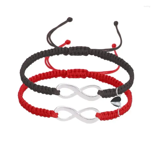 Braccialetti con ciondoli Bracciale a treccia fatto a mano Gioielli da donna da uomo Magnete con pendente a 8 numeri per coppie amanti amiche donne