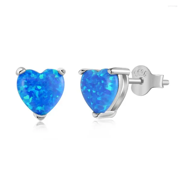 Orecchini a bottone WPB S925 Argento sterling Donna Cuore blu Opale Gioielli di lusso femminili Festa regalo per ragazze