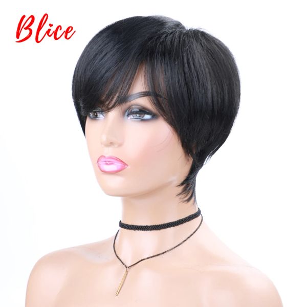 Wigs Blice Синтетические волосы 6 -дюймовые короткие прямые волнисты