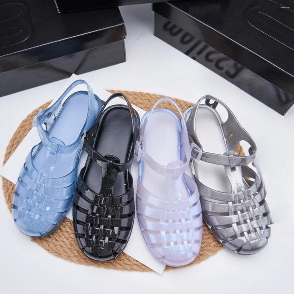 Сандалии, коллекция 2024 года, летние женские прозрачные сандалии MLSA, нескользящая пляжная обувь на мягкой подошве для взрослых и девочек, римская обувь на плоской подошве с ароматом