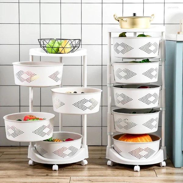 Portaoggetti da cucina 3/4/5 strati Scaffale rimovibile Ruote Cassetto Carrello per verdure Carrello Mensola da bagno Cestino