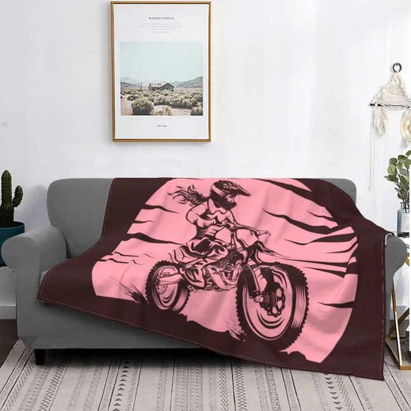 Coperte Ragazza Motocross Rider Prezzo basso Stampa Novità Moda Morbida coperta calda Moto da corsa Bici Dirt