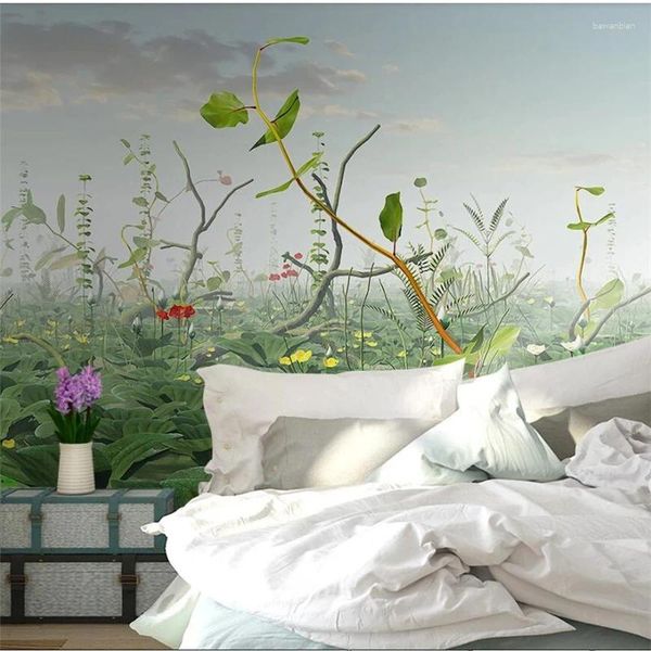 Wallpapers Wellyu Personalizado Grande Mural Moderno Minimalista 3D Tridimensional Lotus Pond Paisagem Estilo Chinês Parede