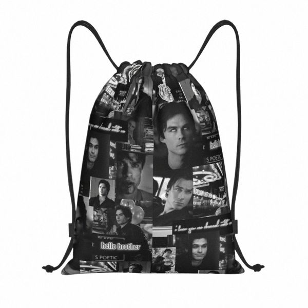 diga Saatore The Vampire Diaries Borse con coulisse Donna Sport portatile Palestra Sackpack Horror TV Show Negozio Zaini portaoggetti J7KX #