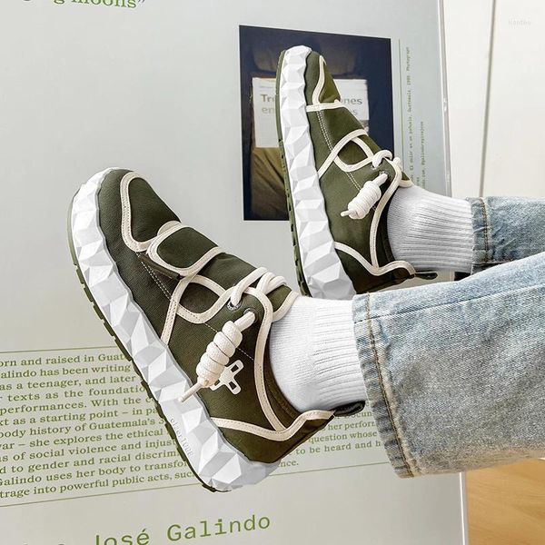 Scarpe Casual Elegante Primavera Verde Vulcanize Uomo Piatto Comodo Skateboard Maschio Antiscivolo Chunky Sneakers Uomo Tenis Masculino