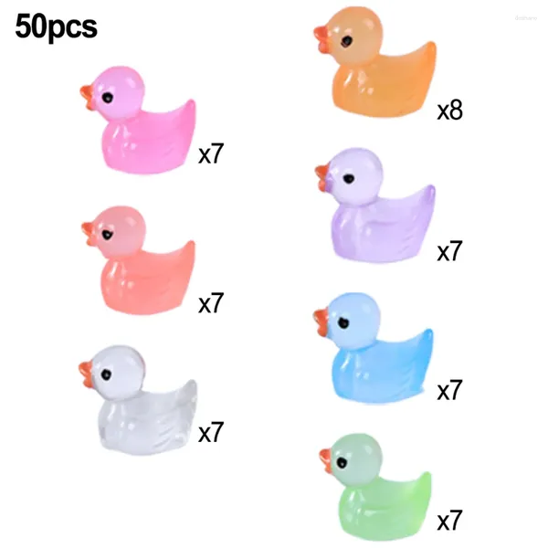 Decorações de jardim 50 pçs luminoso mini patos musgo microlandscape estatuetas de pato em miniatura acessórios de fadas decoração de casa brilham no escuro