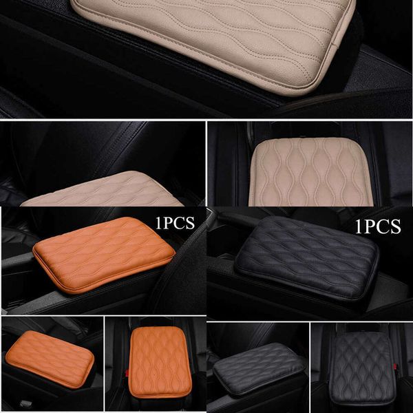 Atualização puleather auto center console capa almofada de couro à prova dwaterproof água capa de almofada protetora caixa de assento de carro proteção almofada suporte de mão