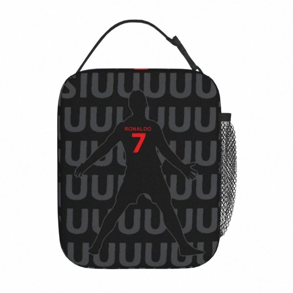 siuuu Cristiano Raldo Thermoisolierte Lunchtasche für Picknick, Cr7 Fußball, wiederverwendbare Lebensmitteltasche, Männer und Frauen, Kühler, Thermo-Lunchbox p48U#