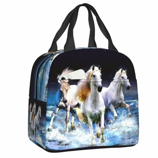 clássico cavalo correndo pintura isolado almoço saco para mulheres resuable animal quente frio almoço tote escritório piquenique comida bento box t9de #