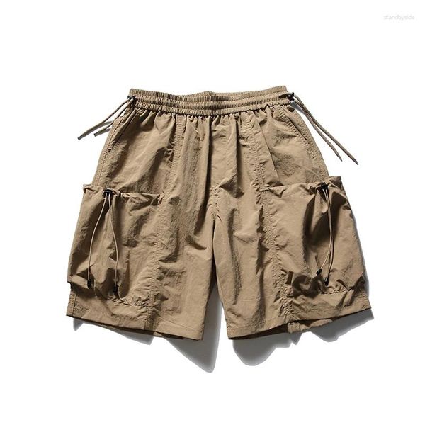 Shorts masculinos verão solto casual grande bolso ao ar livre carga de secagem rápida cityboy streetwear moda calças curtas homem praia