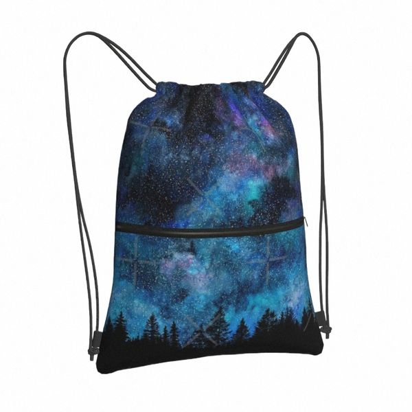 Star Night In The Forest Borse con coulisse Zaini Zaino da donna per uomo Pesca sportiva Pesca Lunch Bag Scuola Scarpe Sport A587 #