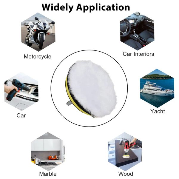 3pcs kit di lucidatura per pad di lucidatura in lana cuscinetti da 3-6 pollici lucidatrice per trapano a schiuma automatica per levigatura dell'auto, lavaggio, ceretta, spolveratura