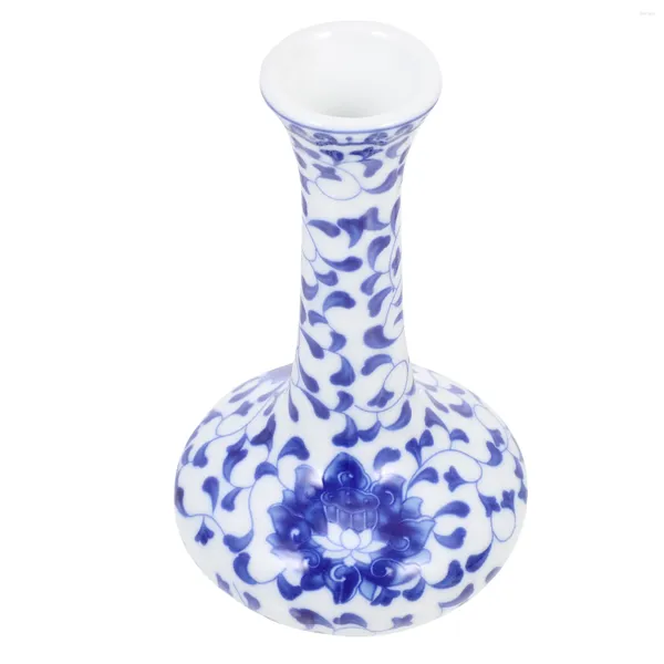Vasen, blaue und weiße Keramikvase, Blumen-Desktop für Blumen, Pflanzen, Behälter, Töpfe, handbemalt, manuell, kreativ