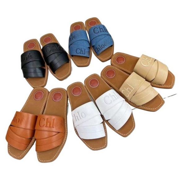 Designer-Canvas-Hausschuhe, Sommer-Buchstaben, kreuzgewebter Gürtel, lässig, vielseitig, Hang-Absatz-Slipper für Damen, Mule Flat Slides, Sandale, Strandschuhe