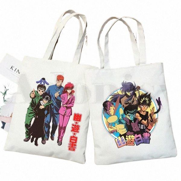 Yu Yu Hakusho Borsa a tracolla Tote Eco Yusuke Urai Kurama Borsa da negozio Canvas Anime Manga Tote Bag Borsa casual Uso quotidiano u5Mv #