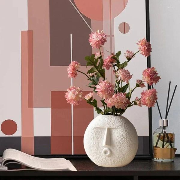 Tazze Vaso di fiori Decor Casa in stile nordico per la decorazione della stanza e vaso di fiori in ceramica a forma di viso creativo