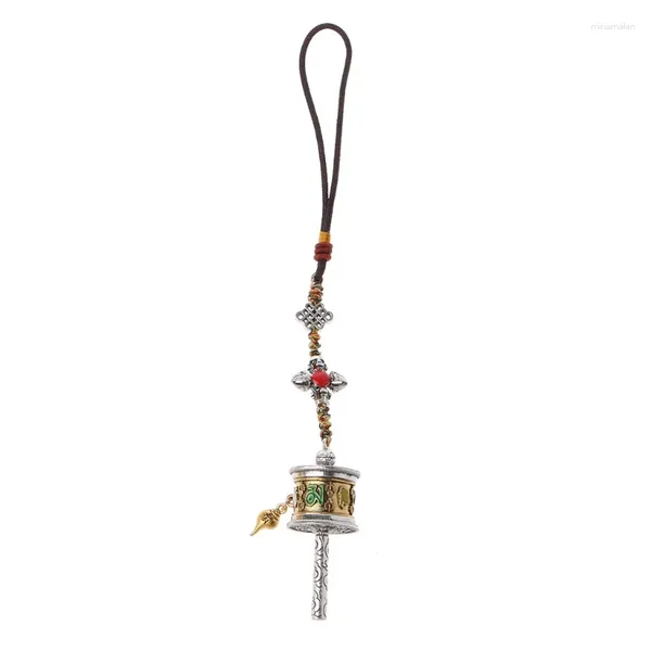 Chaveiros Tibet Prayer Wheel Spinner para chaveiro Om Mani Padme Hum Spirited Bag Keychain