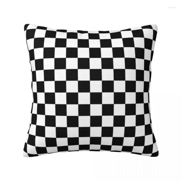 Travesseiro Preto C-heckerboard Caso Clássico e Branco Checker Retro Poliéster Fronha Sofá Zipper Capa de Primavera