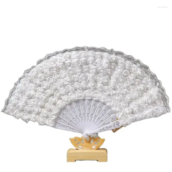 Dekoratif Figürinler Bayanlar Beyaz Marabou Feather Fan İşlemeli Çiçek 1920s Vintage Katlanabilir El Hand Taşınabilir Düğün Cadılar Bayramı D