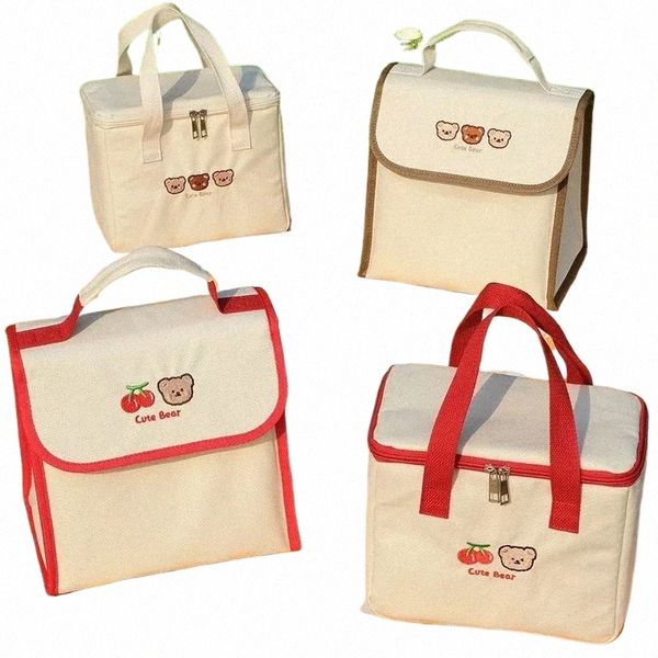 Милая сумка для обеда, большая вместительная холщовая сумка с анти-охлаждением, изолированная алюминиевой фольгой, коробка для еды, офисный работник, портативная сумка Bento L8e5 #