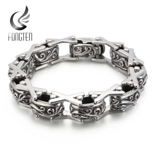 Armbänder Fongen Vintage Totem Muster Männer Armband Biker Kette Edelstahl Viking Charme Armband Trendy Jewelry