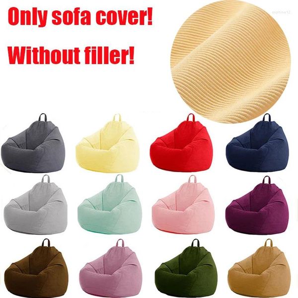 Stuhlbezüge Lazy Bean Bag Sofabezug Stühle ohne Füllstoff Superweicher abnehmbarer Cord-Liegesitz Pouf Puff Couch Tatami Home