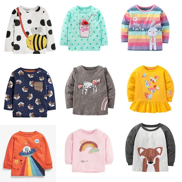 Little maven meninas manga longa t camisa 2024 primavera animal impressão bebê topos camisetas de algodão 240318