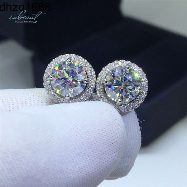 Argento 925 Originale Totale 6 Carati Taglio Brillante Rotondo Passare il Diamante Test d Colore Moissanite Orecchini con perno di Nozze Gioielleria Raffinata