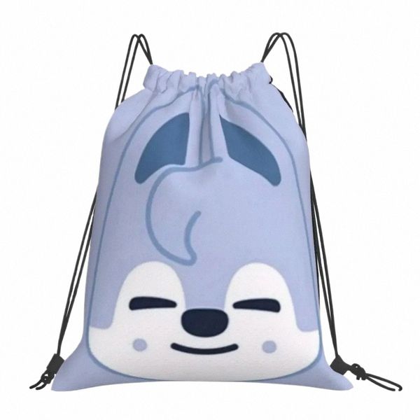 Stray Kids-Wolf-Chan-Gesichtsrucksack, tragbar, mit Kordelzug, Kordelzug, Bündeltasche, Sporttasche, Büchertaschen für Reisen, Schule, O1sU #